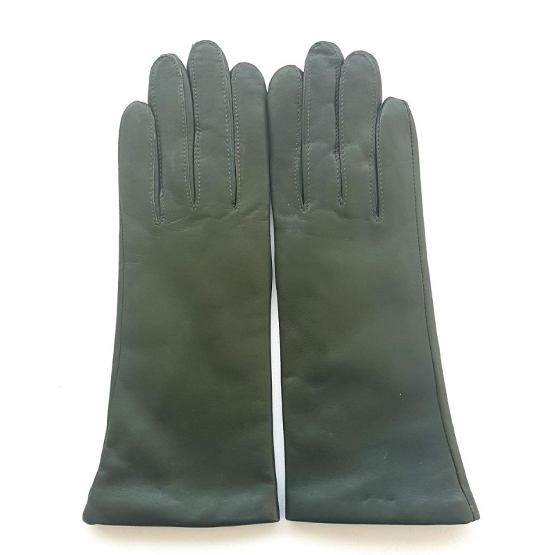 Gants en Cuir d'Agneau Kaki Coline Doublés Cachemire.