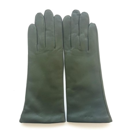 Gants en Cuir d'Agneau Kaki Coline Doublés Cachemire.