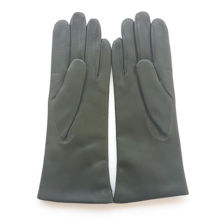 Gants en Cuir d'Agneau Kaki Coline Doublés Cachemire.