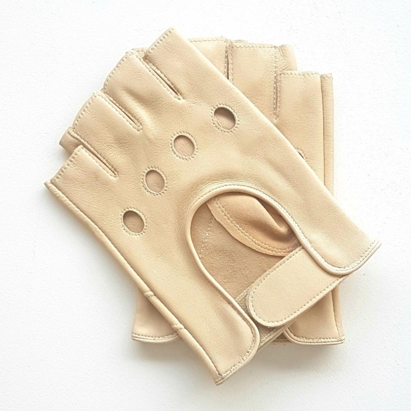 Mitaines en Cuir d'Agneau Parchemin Pilote Non Doublées.