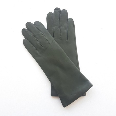 Gants en Cuir d'Agneau Kaki Coline Doublés Cachemire.