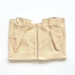 Mitaines en Cuir d'Agneau Parchemin Pilote Non Doublées.