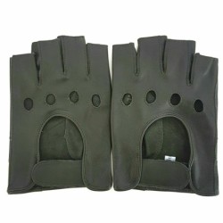 Mitaines en Cuir d'Agneau Kaki Pilote Non Doublés.