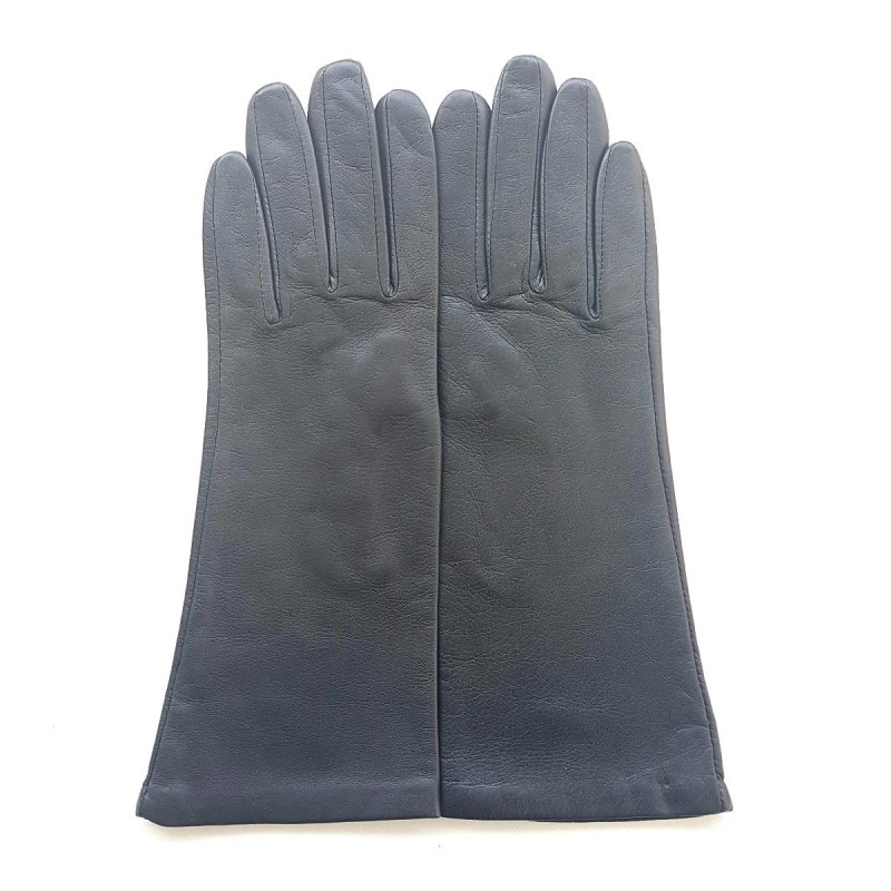 Gants en Cuir d'Agneau Gris Foncé Coline Doublés Soie.