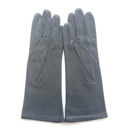 Gants en Cuir d'Agneau Gris Foncé Coline Doublés Soie.