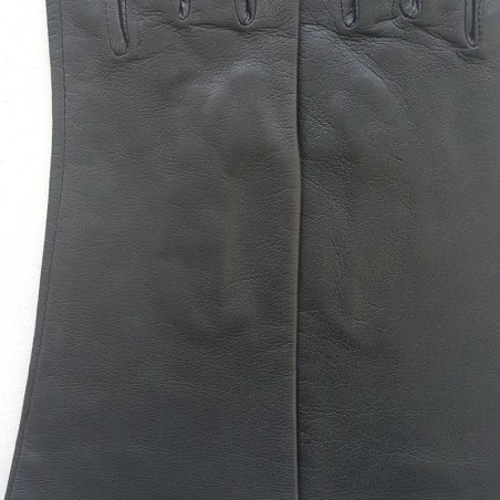 Gants en Cuir d'Agneau Gris Foncé Coline Doublés Soie.