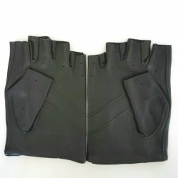 Mitaines en Cuir d'Agneau Kaki Pilote Non Doublés.