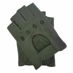 Mitaines en Cuir d'Agneau Kaki Pilote Non Doublés.