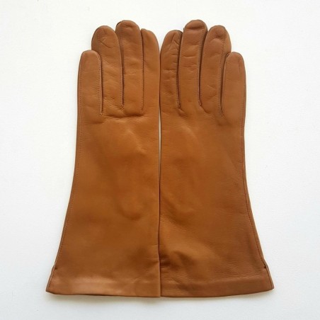 Gants en Cuir d'Agneau Biscuit Clair Coline Doublés Soie.
