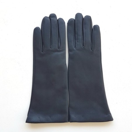 Gants en Cuir d'Agneau Bleu Marine Coline Doublés Cachemire.