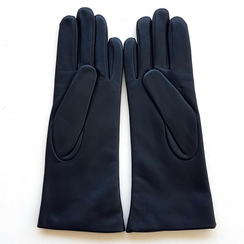Gants en Cuir d'Agneau Bleu Marine Coline Doublés Cachemire.