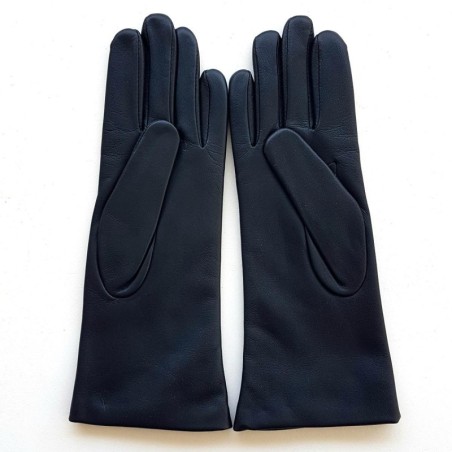 Gants en Cuir d'Agneau Bleu Marine Coline Doublés Cachemire.