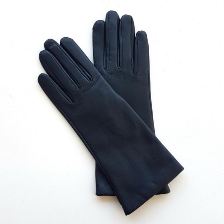 Gants en Cuir d'Agneau Bleu Marine Coline Doublés Cachemire.