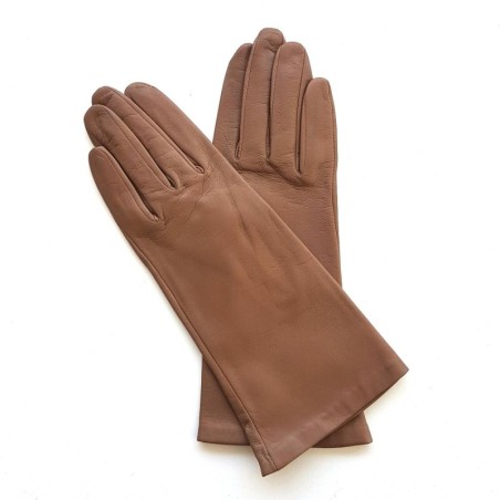 Gants en Cuir d'Agneau Sable Coline Doublés Soie.