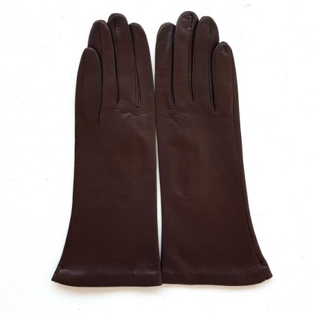 Gants en Cuir d'Agneau Châtaigne Coline Doublés Cachemire.