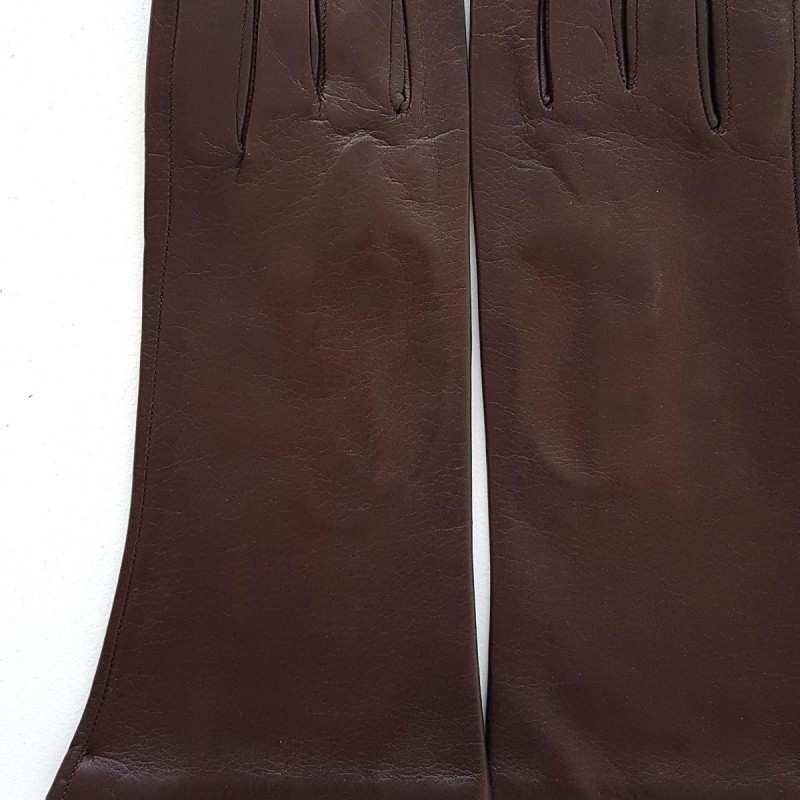 Gants en Cuir d'Agneau Châtaigne Coline Doublés Cachemire.