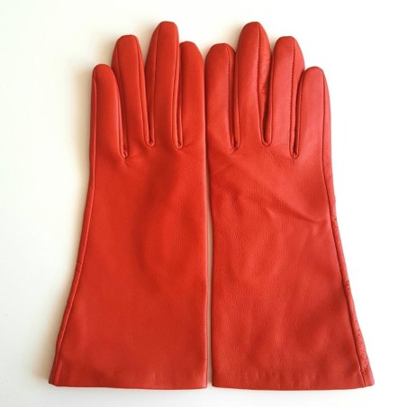 Gants en Cuir d'Agneau Orange Coline Doublés Cachemire.