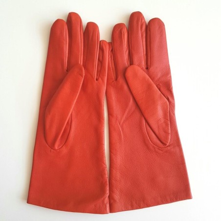 Gants en Cuir d'Agneau Orange Coline Doublés Cachemire.