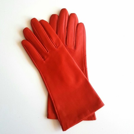 Gants en Cuir d'Agneau Orange Coline Doublés Cachemire.