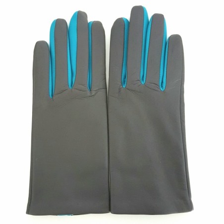 Gants en Cuir d'Agneau Gris Paon Colombe Doublés soie