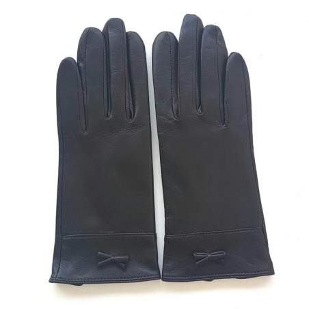 Gants en Cuir d'Agneau Marron Anémone Doublés Soie.