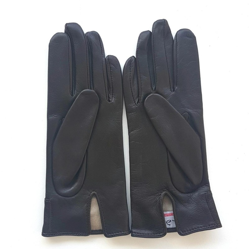 Gants en Cuir d'Agneau Marron Anémone Doublés Soie.