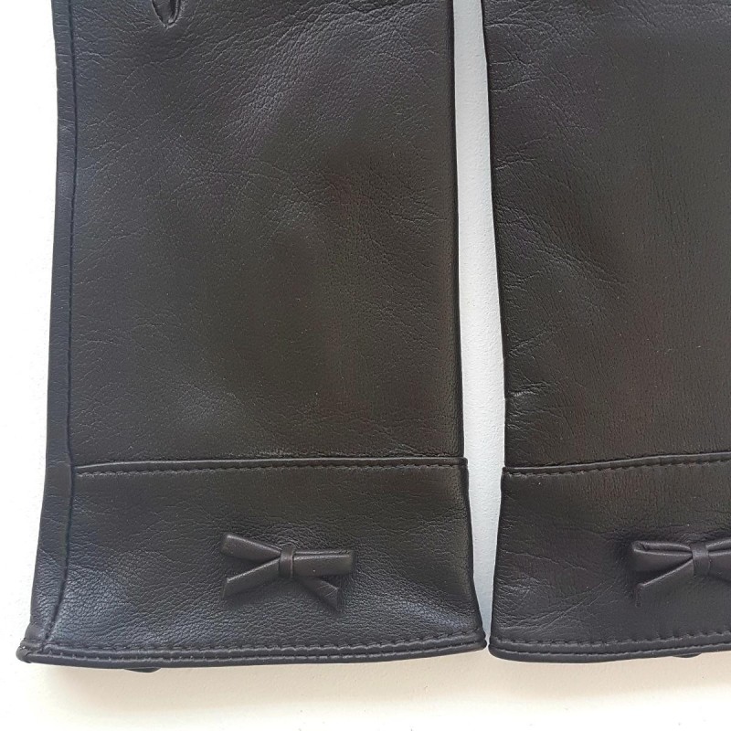 Gants en Cuir d'Agneau Marron Anémone Doublés Soie.