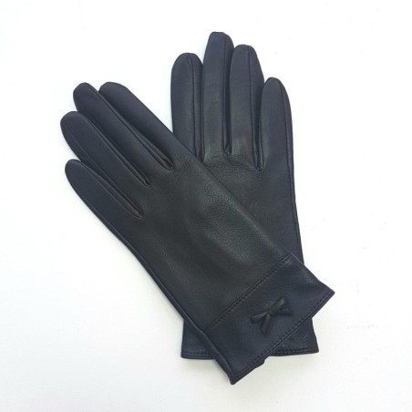 Gants en Cuir d'Agneau Marron Anémone Doublés Soie.