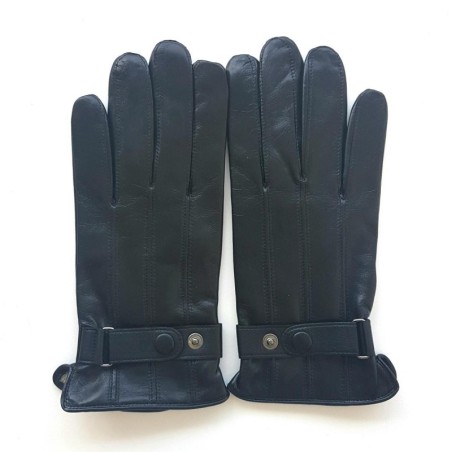 Gants en Cuir d'Agneau Noir Arthur Doublure Soie.