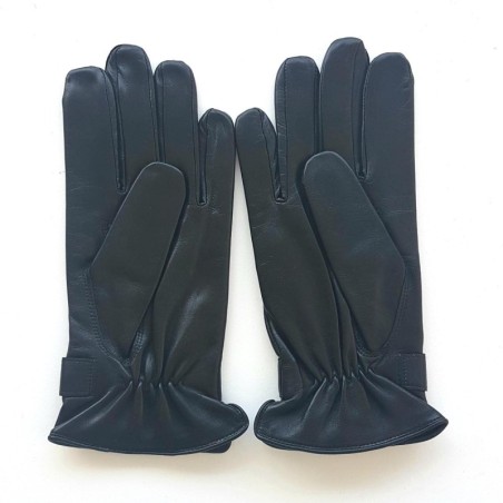 Gants en Cuir d'Agneau Noir Arthur Doublure Soie.