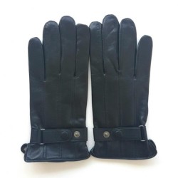 Gants en Cuir d'Agneau Noir Arthur Doublure Soie.