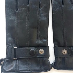 Gants en Cuir d'Agneau Noir Arthur Doublure Soie.