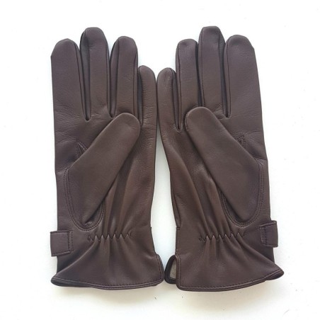 Gants en Cuir d'Agneau Marron Arthur Doublure Soie.