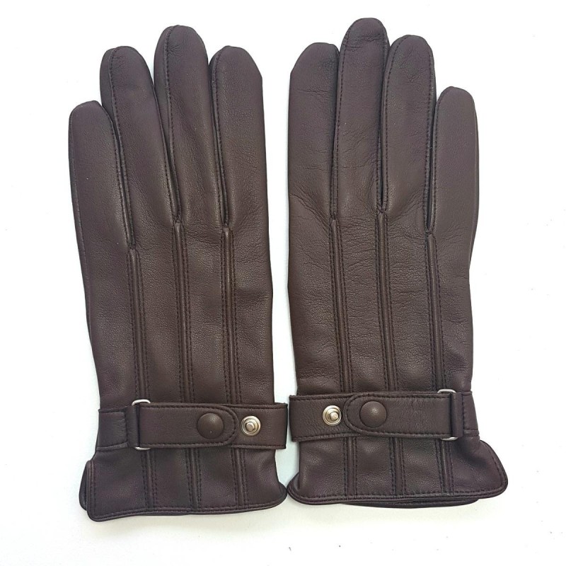 Gants en Cuir d'Agneau Marron Arthur Doublure Soie.