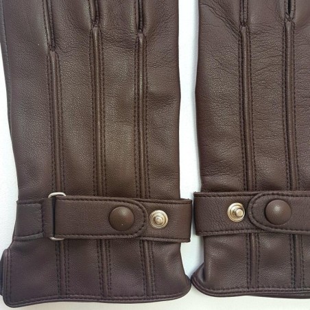 Gants en Cuir d'Agneau Marron Arthur Doublure Soie.