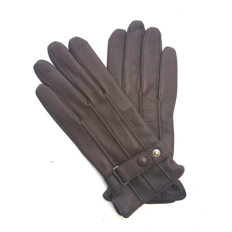 Gants en Cuir d'Agneau Marron Arthur Doublure Soie.