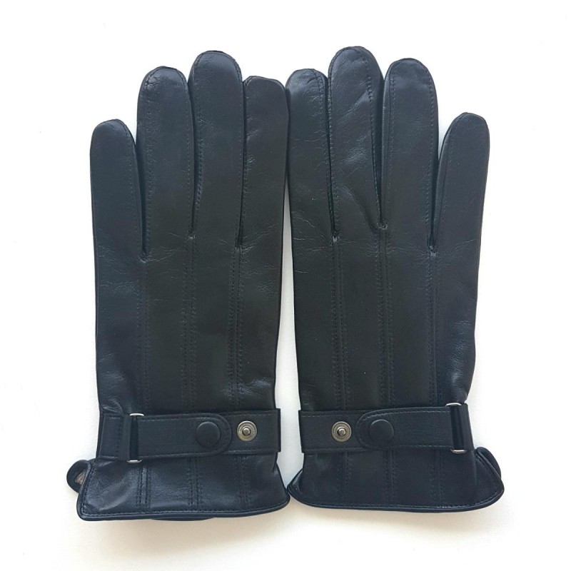 Gants en Cuir d'Agneau Noir Arthur Doublure Cachemire.