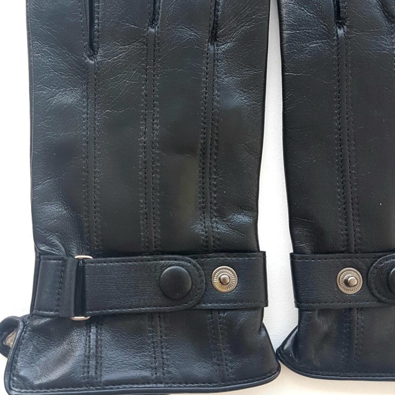 Gants en Cuir d'Agneau Noir Arthur Doublure Cachemire.