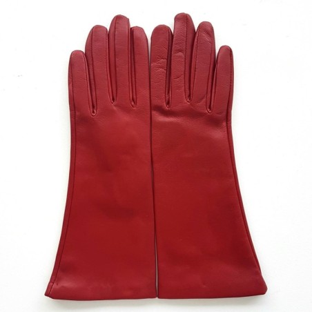 Gants en Cuir d'Agneau Rouge Coline Doublés Soie.
