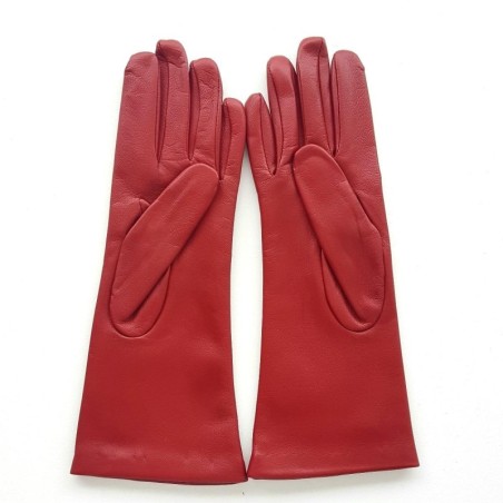 Gants en Cuir d'Agneau Rouge Coline Doublés Soie.