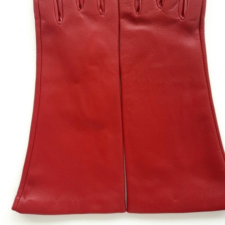 Gants en Cuir d'Agneau Rouge Coline Doublés Soie.