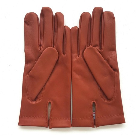 Gants en Cuir d'Agneau New Cognac Henri Doublure Soie.