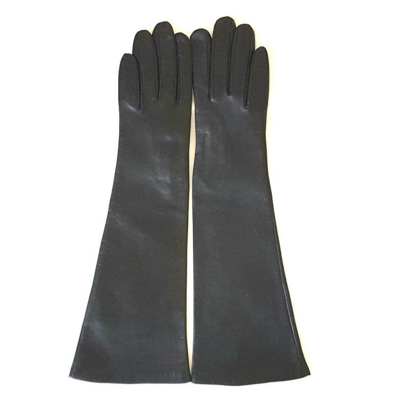 Gants en Cuir d'Agneau Noirs Séraphine Doublés Soie.