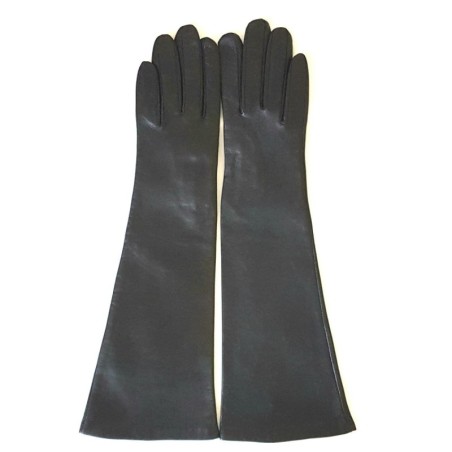 Gants en Cuir d'Agneau Noirs Séraphine Doublés Soie.