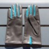 Gants en Cuir d'Agneau Gris Paon Colombe Doublés soie