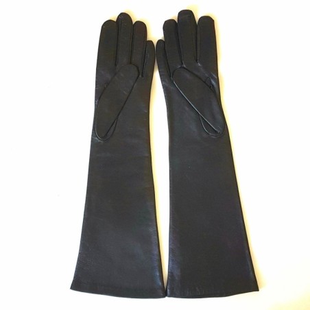 Gants en Cuir d'Agneau Noirs Séraphine Doublés Soie.