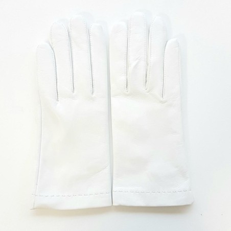 Gants en Cuir d'Agneau Blancs Raphaël Doublure Soie.