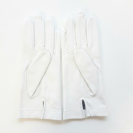 Gants en Cuir d'Agneau Blancs Raphaël Doublure Soie.