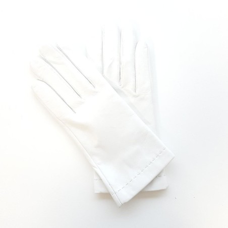 Gants en Cuir d'Agneau Blancs Raphaël Doublure Soie.