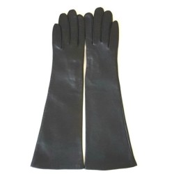 Gants en Cuir d'Agneau Noirs Séraphine Doublés Soie.